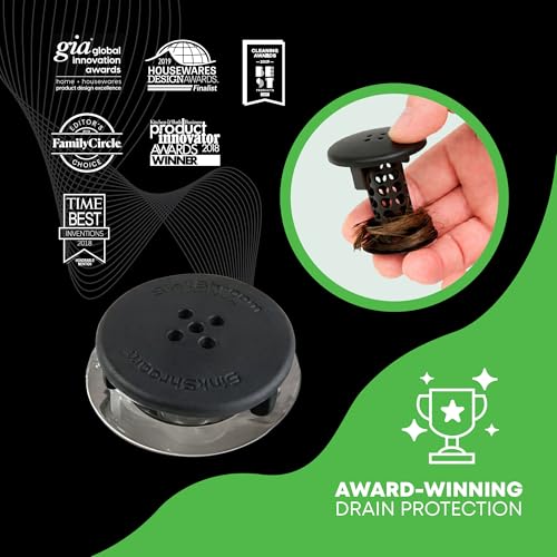 SinkShroom Hair Catcher, Matte Black Bathroom Sink Drain Protector, Hair Snare - Comes with 4 DrainShroom Toss Disposable Drain Snakes - color: Matte Black