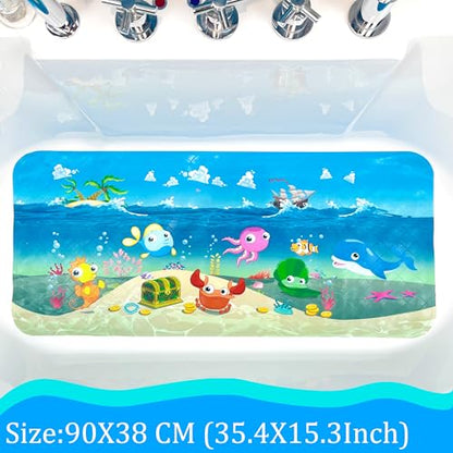 Cute Cartoon Non-Slip Bath Mat for Tub - Anti-Slip Kids Bathtub Mat, Slip-Resistant Shower Mat for Bathroom Safety, 35 X 15.3 Inch, Easy to Clean (Ships) - color: Ships