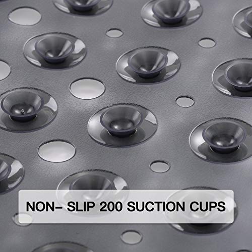 YINENN Bath and Shower Safety Mats 40x16 inch, Non Slip with Suction Cups for Bathroom Stall and Tub Floor, Extra Large and Machine Washable, Drain Holes Keep Bathtub Clean, Clear Light Black - color: Clear Light Black