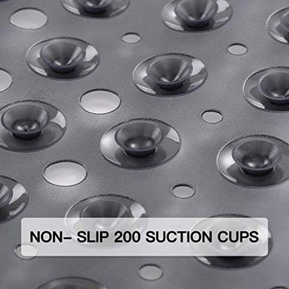 YINENN Bath and Shower Safety Mats 40x16 inch, Non Slip with Suction Cups for Bathroom Stall and Tub Floor, Extra Large and Machine Washable, Drain Holes Keep Bathtub Clean, Clear Light Black - color: Clear Light Black