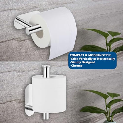 Toilet Paper Holder/Towel Ring Self Adhesive, Eolax No Drilling Chrome Bathroom Hardware Accessories, Stainless Steel Sticky Toilet Roll Hanger and Hand Towel Holder, 2 Pieces - color: Chrome