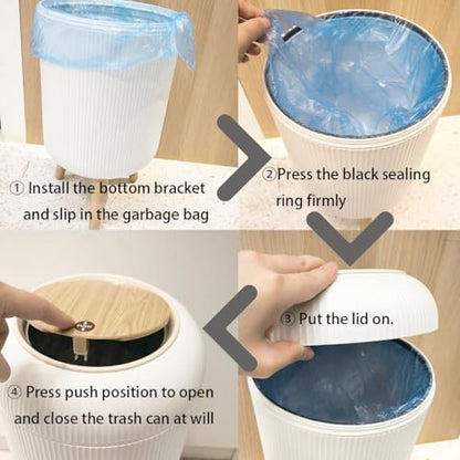 URALFA Bathroom Trash Can with Lid, 3 Gallon / 11L Garbage Can with Pop-Up Lid, Small Dog Proof Trash Cans, Plastic Waste Basket with Removable Legs for Bathroom, Bedroom, Kitchen, Office, White - color: White, style: Press Open