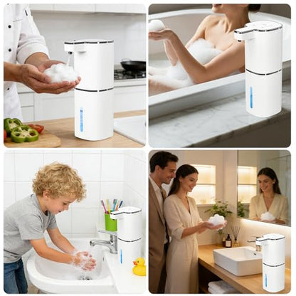Automatic Foaming Soap Dispenser, Touchless Hand Soap Dispenser, USB Rechargeable, 4 Adjustable Levels, 14.2 oz (420 ml) Large Capacity, for Bathroom, Kitchen & School (White, Foaming) - color: White, size: Foaming