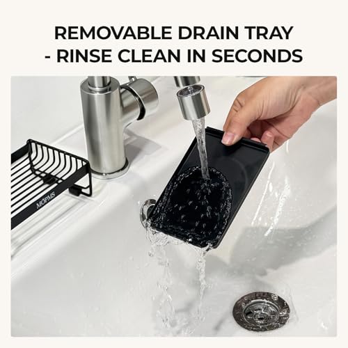 MOPMS Soap Dish for Shower, Carbon Steel Bar Soap Holder with Drainage | Durable Soap Saver with Water Tray for Bathroom, Kicthen Sink and Countertop - color: Black