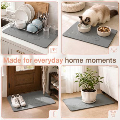 AWW Stone Bath Mat, Diatomaceous Earth, Swan Pattern | Quick-dry diatomaceous earth, One-piece stone mat, Non-slip underpad, Easy clean, animal pattern.