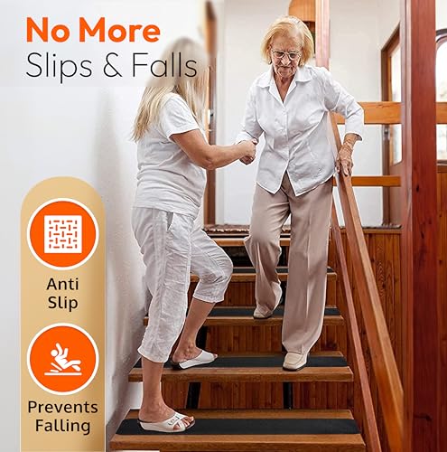 Stair Treads Non-Slip for Wooden Steps Indoor and Outdoor Grip Tape 6"x24" | 5 Pack, Waterproof 80-Grit Adhesive Treads for Concrete Steps, Anti Slip & Strong Non-Skid Traction, Weather Resistant, Black - size: Black, style: 5 Pack