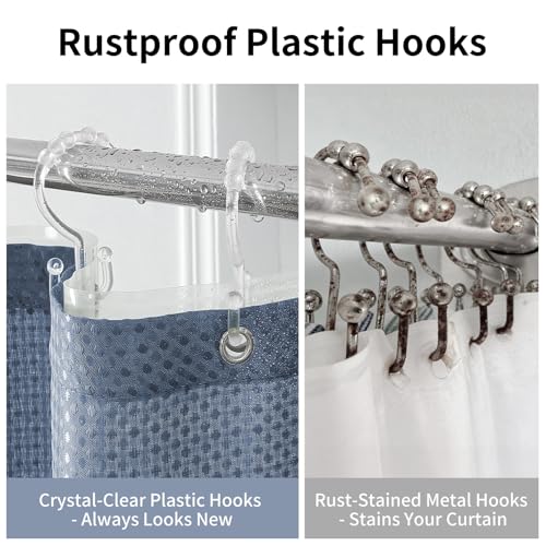 QiyI 3 in 1 Waffle Shower Curtain Set with Liner, Moonlight Blue, 72 x 72 | Shower Curtain and Liner Set with Hooks, Waterproof Bathroom Curtain with PEVA Liner & 12 Double Sided Clear Plastic Rings - color: Moonlight Blue, size: 72"W x 72"L (Pack of 1)