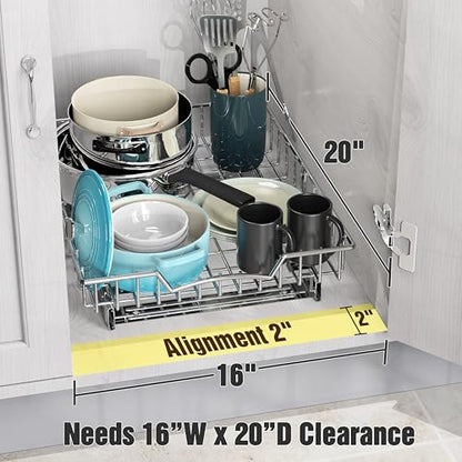 Simple Houseware Under Cabinet Pull Out Sliding Shelf Drawer, 18Dx14W | for Kitchen Organizer - size: 18" D x 14" W