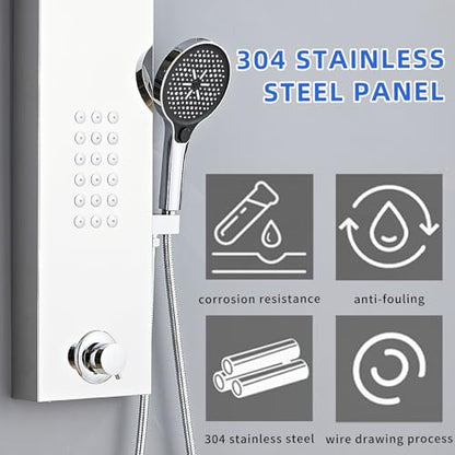 Shower Panel Tower System,Rain Shower Head Rainfall | Waterfall Shower,Handheld High Pressure Rain Massage System(Brushed Silver) - color: brushed silver, style: Normal