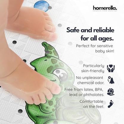 homerella Bathtub Mat Non Slip Kids 28x16 Baby Bath Mat Non Slip Anti Mold | 100% BPA Free, Non Toxic, Mildew Resistant, Machine Washable, Extra Long Kids Bath Mat for Tub Non Slip, Toddler Bath Mat - color: Fishes, size: 28" x 16" (Rectangular)