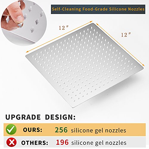 12 Inch Rain Shower Head High Pressure Rainfall Shower Head Chrome | Square Rain Bathroom Showerhead, High Flow, Large Stainless Steel, Ceiling Mounted, Wall Mounted, Waterfall Full Body - color: Polished Chrome, size: 12 Inch