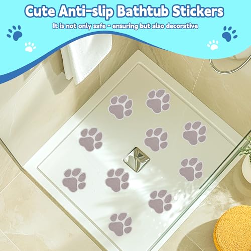 Secopad 20PCS Dog Paw Non Slip Bathtub Stickers with Scraper, Brown | Original Large Anti-Slip Decal, PEVA for Kids, Strong Adhesive, Easy to Use, For Bath Tubs, Showers & Stairs - color: Brown