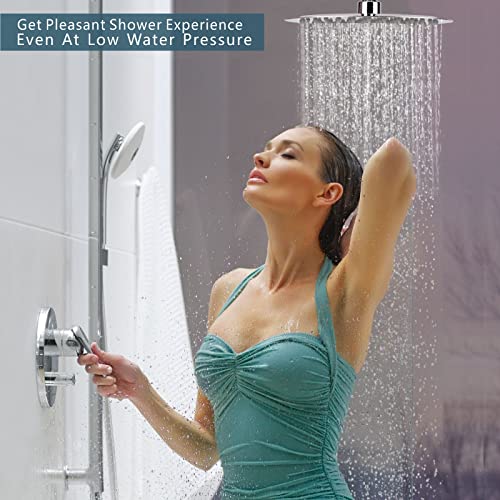 Voolan Rain Shower Head, High Flow Large Rainfall Showerhead Made of All Metal Stainless Steel, Waterfall Body Covering, Universal Wall and Ceiling Mount (12 Inch, Chrome) - color: Chrome, size: 12 Inch