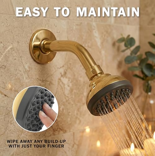 Aqua Elegante Pressure Boosting Shower Head - 1.8 GPM - Polished Brass | 3 Inch Wall Mount, Water Saving Showerhead, Best For Low Flow Showers With Anti-Clog Nozzles & Adjustable Brass Fitting - color: Polished Brass, size: 1.8 GPM