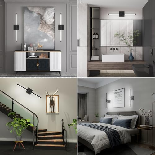 Tipace Hard-Wired LED Bathroom Light Fixtures Over Mirror,24W 360°Rotatable 5500K Black Vanity Light Bar,Modern Wall Sconce for Living Room,Bedroom,Hallway,23.6 Inch - size: 23.6 IN