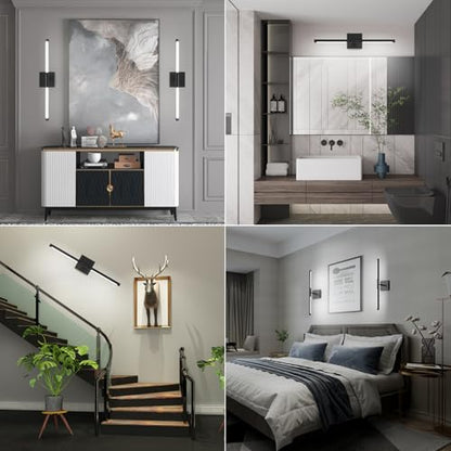 Tipace Hard-Wired LED Bathroom Light Fixtures Over Mirror,24W 360°Rotatable 5500K Black Vanity Light Bar,Modern Wall Sconce for Living Room,Bedroom,Hallway,23.6 Inch - size: 23.6 IN