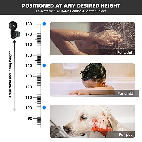 YOHOM Handheld Shower Head Holder Bracket Suction Cup Adjustable Stainless Steel Vacuum Shower Wand Hose Holder for Sprayer Nozzle Removable Bathroom Accessory Clip Wall Mount Matte Black - style: Matte Black