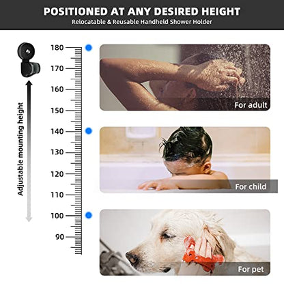 YOHOM Handheld Shower Head Holder Bracket Suction Cup Adjustable Stainless Steel Vacuum Shower Wand Hose Holder for Sprayer Nozzle Removable Bathroom Accessory Clip Wall Mount Matte Black - style: Matte Black