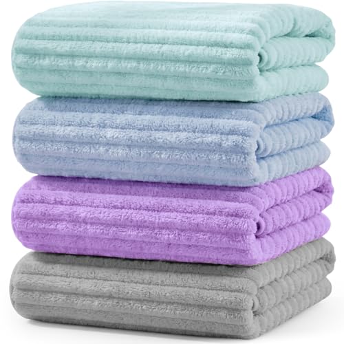4 Pcs Extra Large Bath Towel 40x80'' Oversized Microfiber Bath Sheet,Macaron - color: Pastel