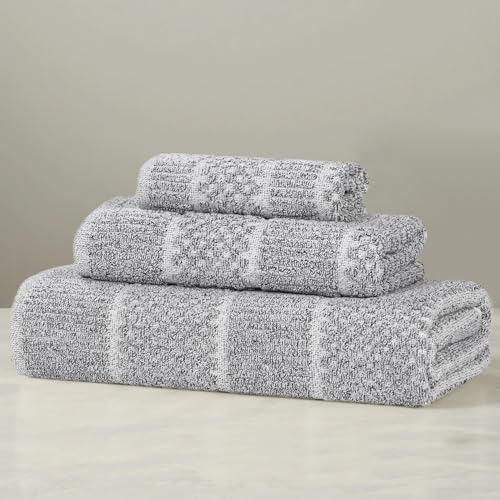 Superior Naples Viscose Cotton Blend Medium Weight Towels, for Bathroom, Shower, Spa, Plush, Quick Dry, Ultra-Soft Towels, Bath Essentials, Ribbed Design, 3 Piece Assorted Towel Set, Charcoal - color: Charcoal, size: 3 Piece Towel Set