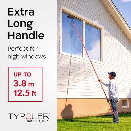 Tyroler Window Squeegee with Extension Pole 1-12.5ft | Window Cleaner Tool | | 10-Part Windows Washing Kit with Extension Pole | Professional Telescopic Window Squeegee for Home & High Glass - color: Black - 1 Ft-12.5 Ft