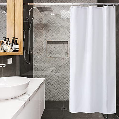 Small Stall Shower Curtain Liner Washable, 36 x 72 Inches, Fabric Shower Liner with 2 Bottom Stones, Narrow Waterproof RV Shower Curtain Liner, 6 Grommet Holes, Hotel Quality, White - color: White, size: 36"W x 72"L (Pack of 1)