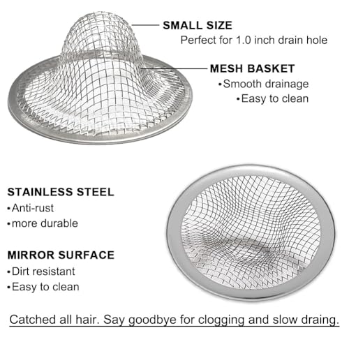 Seatery 1.0" Bathroom Sink Drain Strainers, 6PCS Drain Hair Catchers for Laundry, Mop Pool, Utility, Slop, RV Sink, Stainless Steel Drain Filter - style: Strainer-6PCS