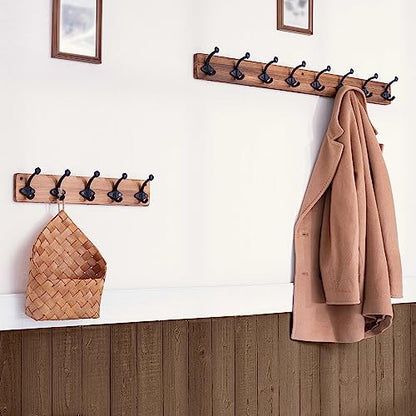WEBI Rustic Coat Rack Wall Mount,35.43" Long 8 Cast Iron Coat Hooks Wall Mounted,Heavy Duty Wall Coat Hanger Hooks for Hanging Coats,Clothes,Jacket,Brown - color: Brown, size: 35 Inch