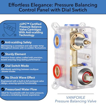 VANFOXLE Shower System, Brushed Nickel Shower Faucet Set, Four Modes | 10 Inch Ceiling Mount Head Increased Thick, 6 Inch Second Head, 2-in-1 Handheld Combo, 4 PCS Dual Mode Body Jets, Brass Valve - color: Brushed Nickel