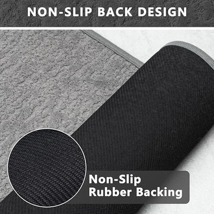 Grey Bathroom Rugs Non Slip Washable Quick Dry Ultra Thin Bath Mat | Bathroom Rugs Fit Under Door Low Profile Bath Mat, 17" × 32" - color: Grey, size: Medium(17"x 32")