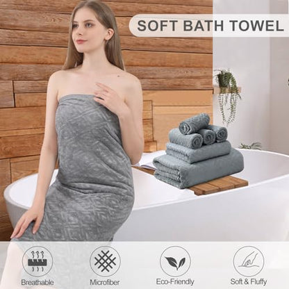Smuge 18-Piece Bath Towel Set, Include 6 Bath Towel Sheets, 6 Hand Towels and 6 Washcloths - Highly Absorbent Quick Dry 100% Microfiber,Ultra Soft Bathroom Towel Set (Dark Gray) - color: Dark Gray, size: 18 Pcs Bath Towel Set
