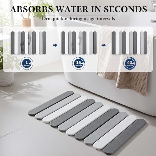 Stone Bath Mats for Bathroom, 23.6 x 15.3 Inch,Rounded Edge | Foldable Super Absorbent Diatomaceous Earth Bath Mat, Non Slip Quick Drying Bathroom Shower Rugs, Easy to Clean and Storage - style: Rounded Edge