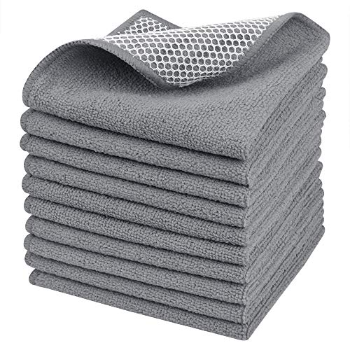 Dish Cloth for Washing Dishes Kitchen Washcloth Cleaning Cloth | 12x12inch 10pack Kitchen Towels Rags, Microfiber Cleaning Cloths, Wash Cloths with Poly Scour Side, Wholesale, Grey - color: Grey, size: 12inchx12inch 10pack