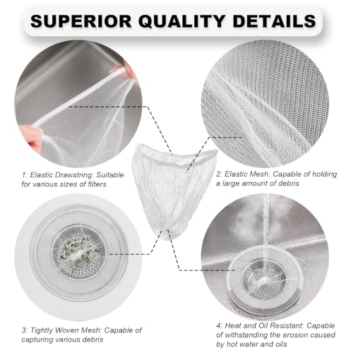 WYIRONG 250 Pack Disposable Drain Covers, Disposable Mesh Sink Strainer Pouches for Sourdough, One Use Sourdough Drain Catcher Mesh Cover Nets for Kitchen Sink, Strainer Pouches Kitchen and Bathroom - size: Small