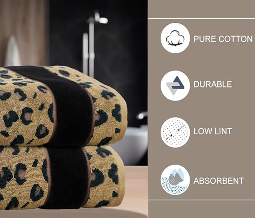 COTTON CRAFT Oversized Bath Sheet - 2 Pack 100% Cotton Animal Print Towels | Extra Large 35 x 84 Leopard Cheetah Africa Safari 500 GSM Bath Sheet - Soft Absorbent Luxury Bathroom Shower Jacquard Towels - color: 2 Pack Bath Sheet