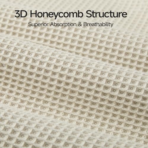 ecolook 6-Piece Waffle Weave Towel Set, 100% Cotton, Lightweight, Absorbent & Quick-Drying, 2 Bath Towels (31×63 in), 2 Hand Towels, 2 Washcloths, Lint-Free for Bathroom, Pool, Gym, Travel - Khaki - color: Khaki