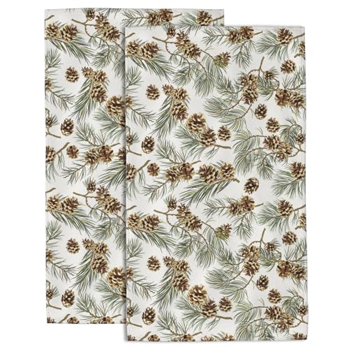 Pine Cones Hand Towel for Bathroom Set of 2 Hand Bath Towels Soft Absorbent Decorative Towels for Bathroom Kitchen Yoga Home Decor 14 x 28 in - color: Pine Cones