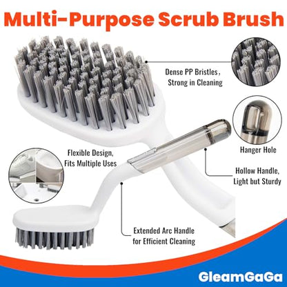 3 Pack Shower Brush for Cleaning, Heavy-Duty Scrub Brush Set for Bathroom | 3 Specialized Brushes, Stiff Bristles, Curved Brush, V-Shaped Grout Brush, Bathroom Deep Cleaning