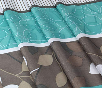 Serafina Home Hotel Quality Fabric Bathroom Shower Curtain: Striped Floral - Teal, Blue, Brown, Beige and White (72 x 70 inches) - color: Striped