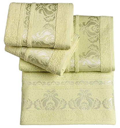 MiaSoft Banyo 100% Rayon Derived from Bamboo Towel Set – Soft and Washable Turkish Bath Towels for Hands, Face and Hair – Set of 4 in Gift Box - Lime