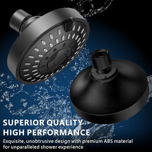 High Pressure Shower Head - 5 Spray Modes Powerful Pressure Boosting Showerhead For Bathroom - High Flow Fixed Showerheads (Matte Black) - color: Midnight Black Matte