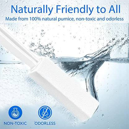 2 Pack Pumice Stone for Toilet Cleaning, Extra Long Handle for Removing Bowl Ring, Pool, Bathroom, Toilet Brush (White) - color: White
