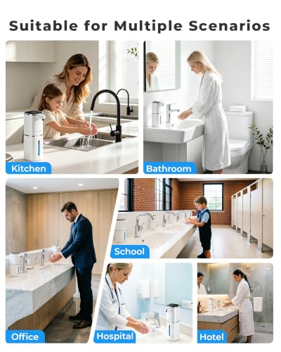 2 Pack Automatic Liquid Soap Dispenser, USB Rechargeable | , 13.5oz/400mL, 9-Adjustable Liquid Levels, IPX5 Waterproof, Touchless & Wall/Tabletop Use for Kitchen Bathroom, White - color: White Liquid