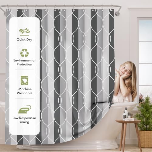 AmazerBath Shower Curtain Grey-Purple, Geometric Multi Color Block Cloth Shower Curtain Sets with 12 Shower Curtain Hooks, Washable Farmhouse Fabric Polyester Bathroom Shower Curtains, 72x72 Inches - color: C- Grey-purple Block +12 Metal Hooks, size: 72"W