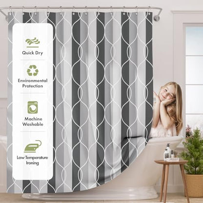 AmazerBath Shower Curtain Grey-Purple, Geometric Multi Color Block Cloth Shower Curtain Sets with 12 Shower Curtain Hooks, Washable Farmhouse Fabric Polyester Bathroom Shower Curtains, 72x72 Inches - color: C- Grey-purple Block +12 Metal Hooks, size: 72"W