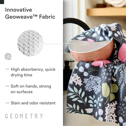 GEOMETRY Kitchen Tea Towels - Quick Dry Microfiber Dish Towels for Kitchen Pretty Petals, 18" x 30" 2 Pack - color: Pretty Petals, style: Kitchen Towel - Double