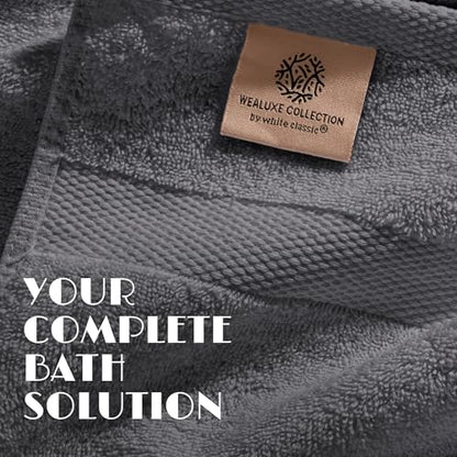 Gray Bath Towel Set of 6 - 100% Cotton Highly Absorbent Towels for Bathroom, 2 Luxury Bath Towels 650GSM, 2 Hand Towels, 2 Washcloths - color: Gray