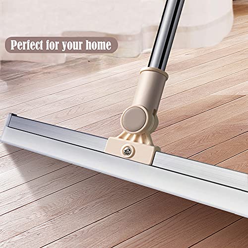 20 in Silicone Floor Squeegee 65 in Long Handle for Floor Window Cleaning | Shower Squeegee Scrubber Combi with Pole Extendable Telescopic Adjustable Stainless Glass Squeegee Bathroom shower