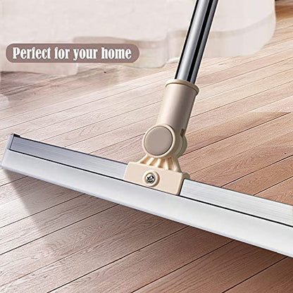 20 in Silicone Floor Squeegee 65 in Long Handle for Floor Window Cleaning | Shower Squeegee Scrubber Combi with Pole Extendable Telescopic Adjustable Stainless Glass Squeegee Bathroom shower