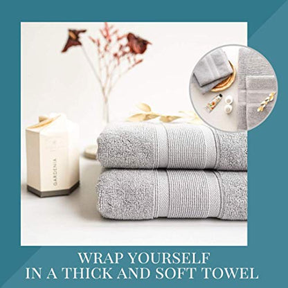 Luzia 8 Piece Bathroom Towel Set - 100% Turkish Cotton, Premium Quality - 2 Bath Towels 2 Hand Towels and 4 Washcloths (Light Grey) - color: Light Grey